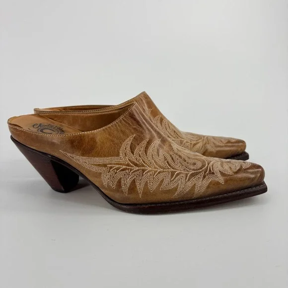 Charlie 1 Horse Brown Leather Mules Distressed Handcrafted Brazil 7B Western - Picture 13 of 13
